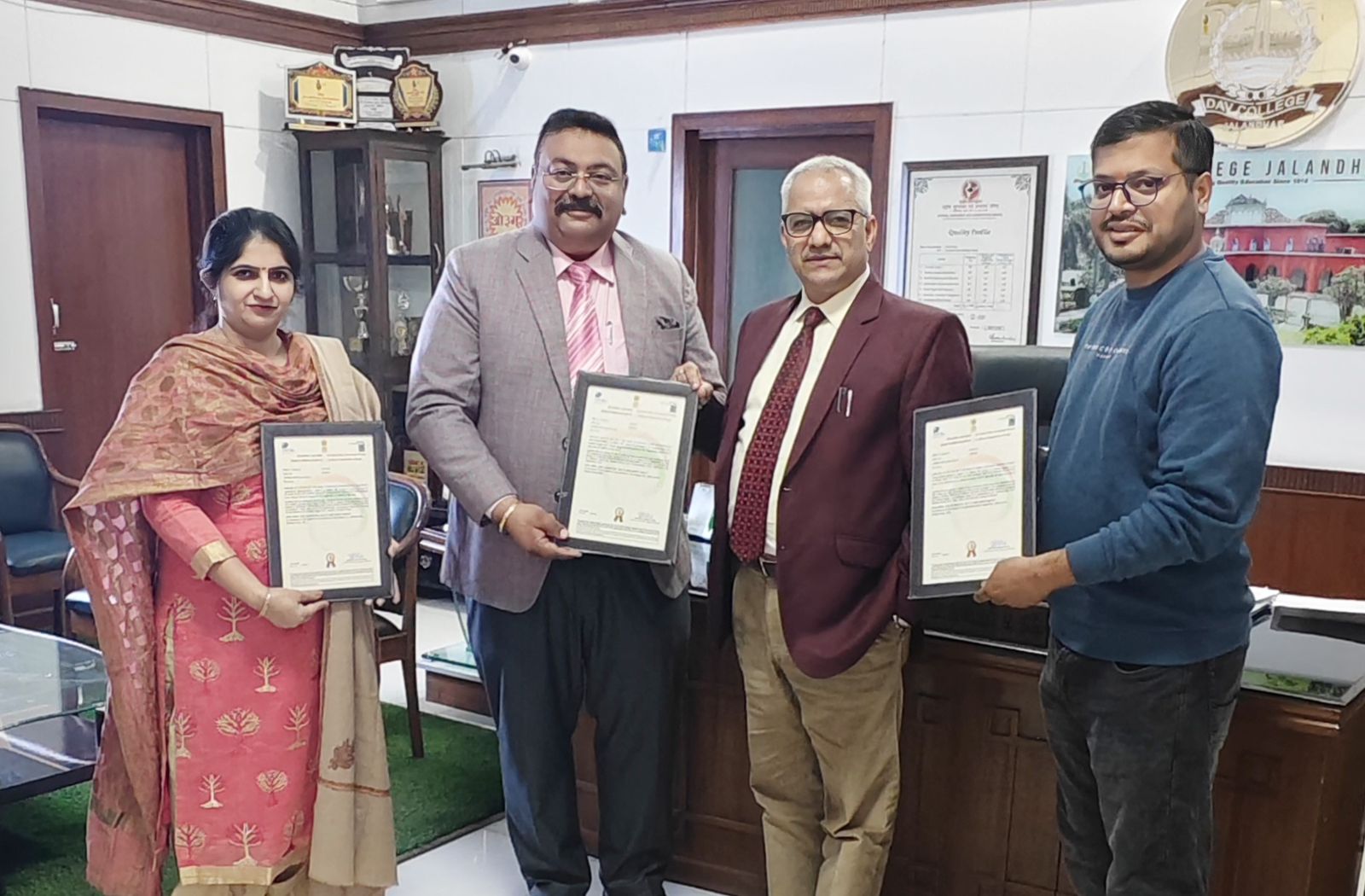 डीएवी कॉलेज जालंधर को चिकित्सा अनुसंधान और जैव सूचना विज्ञान में तीन पेटेंट मिले