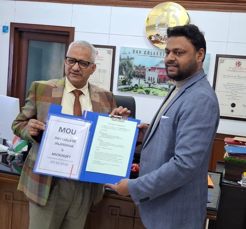 डीएवी कॉलेज जालंधर ने माइक्रोसॉफ्ट के साथ एमओयू पर हस्ताक्षर किए