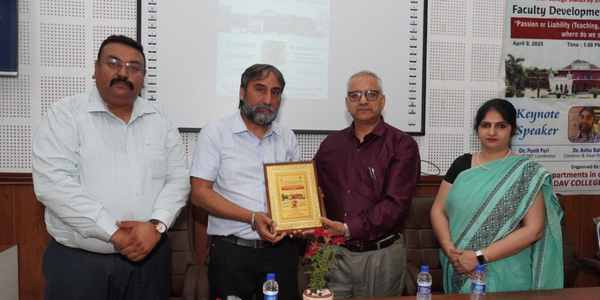 FDP on "Empowering Teachers: Passion or Responsibility â€“ Teaching, Research, Mentorship" at DAV College, Jalandhar