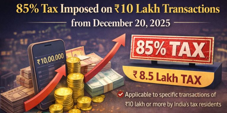 Read more about the article ₹10 लाख के लेन-देन पर 85% टैक्स लागू, नई व्यवस्था से मचा हड़कंप