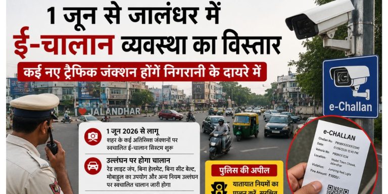 Read more about the article 1 जून से जालंधर में ई-चालान व्यवस्था का विस्तार, कई नए ट्रैफिक जंक्शन होंगे निगरानी के दायरे में